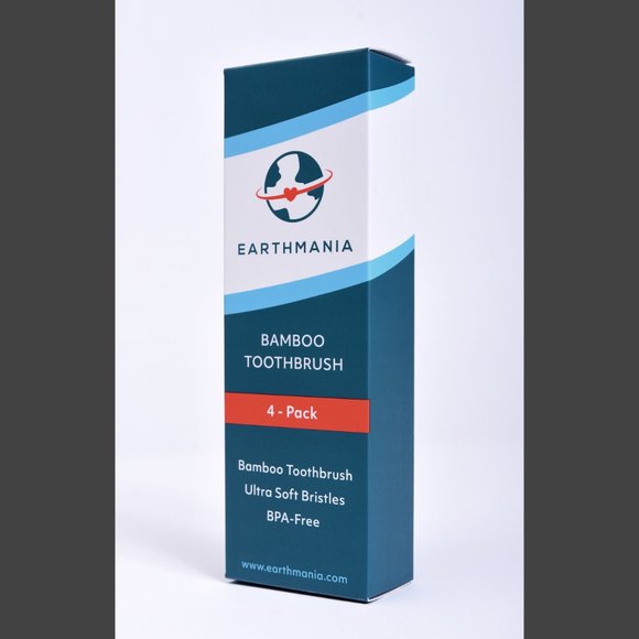 PREMIUM BAMBOO TOOTHBRUSHES - Box of 4 EARTHMANIA - Picture 4 of 4